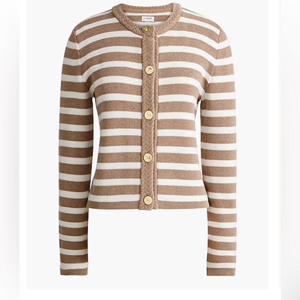 Striped cotton lady jacket cardigan sweater